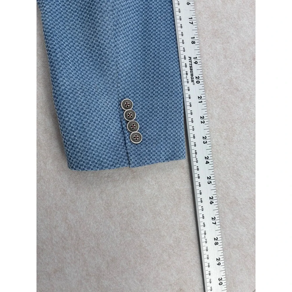 Tailorbyrd Collection Blue Micro Pattern Flamingo Lining Blazer Sport Coat 44R